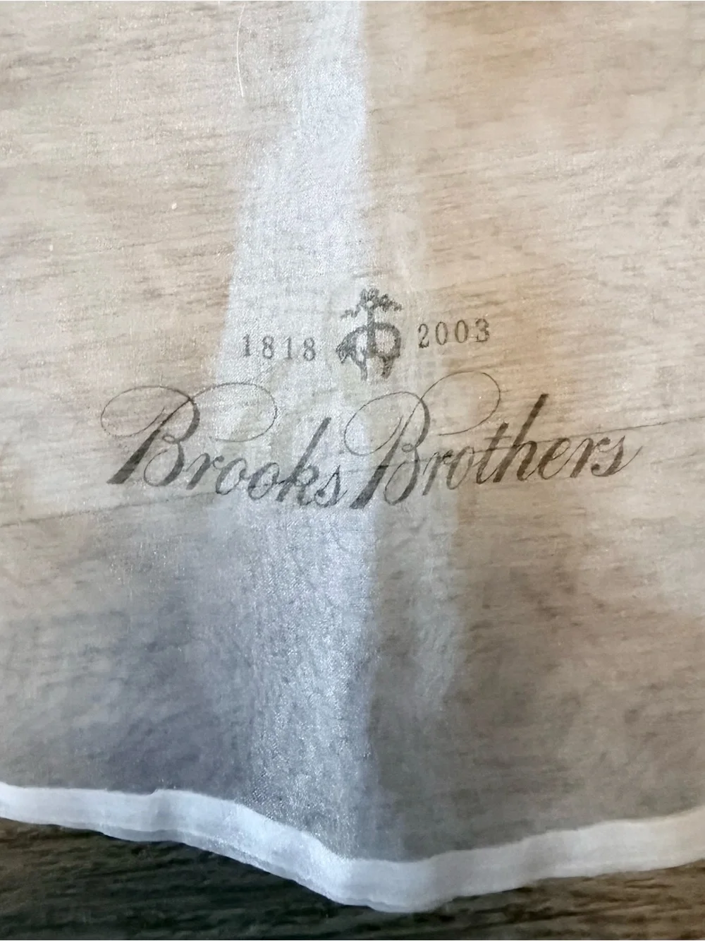Brooks Brothers White Sheer String Dust Bag with Logo 11x19 inches